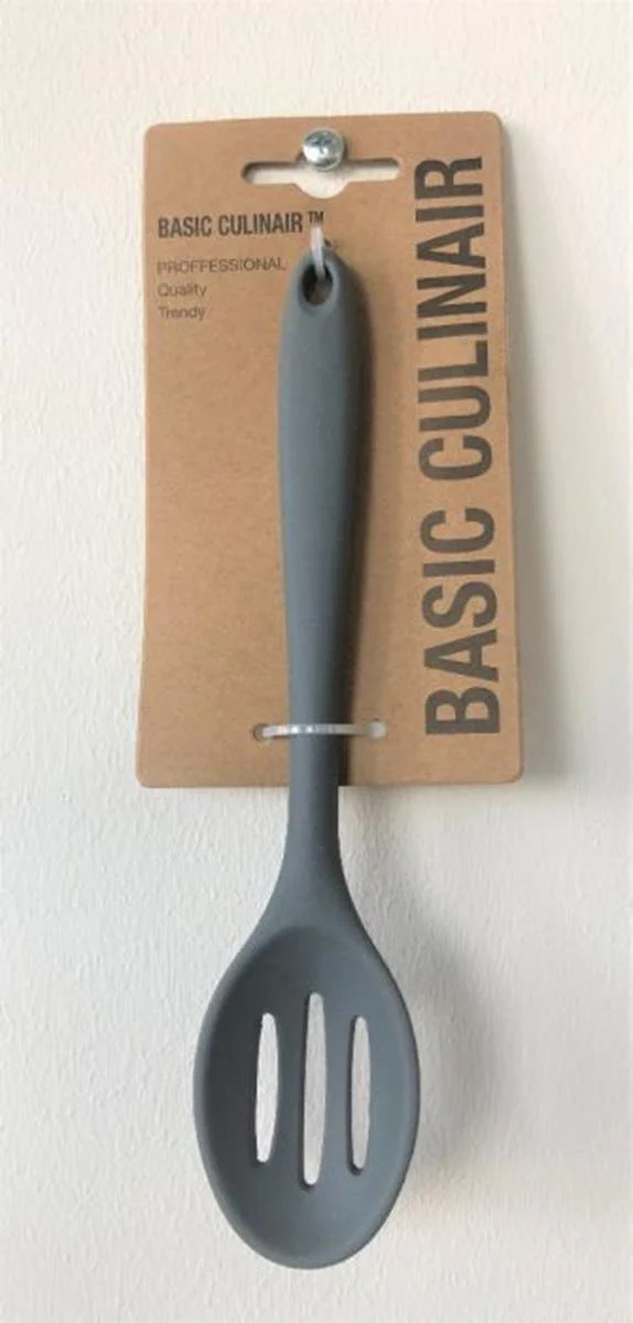 Basic Culinair Siliconen Lepel met Gleuf – Grijs, Maat S