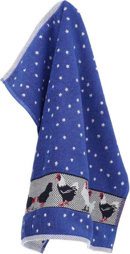Bunzlau Castle Keukendoek Chickens Royal Blue 60×53 cm