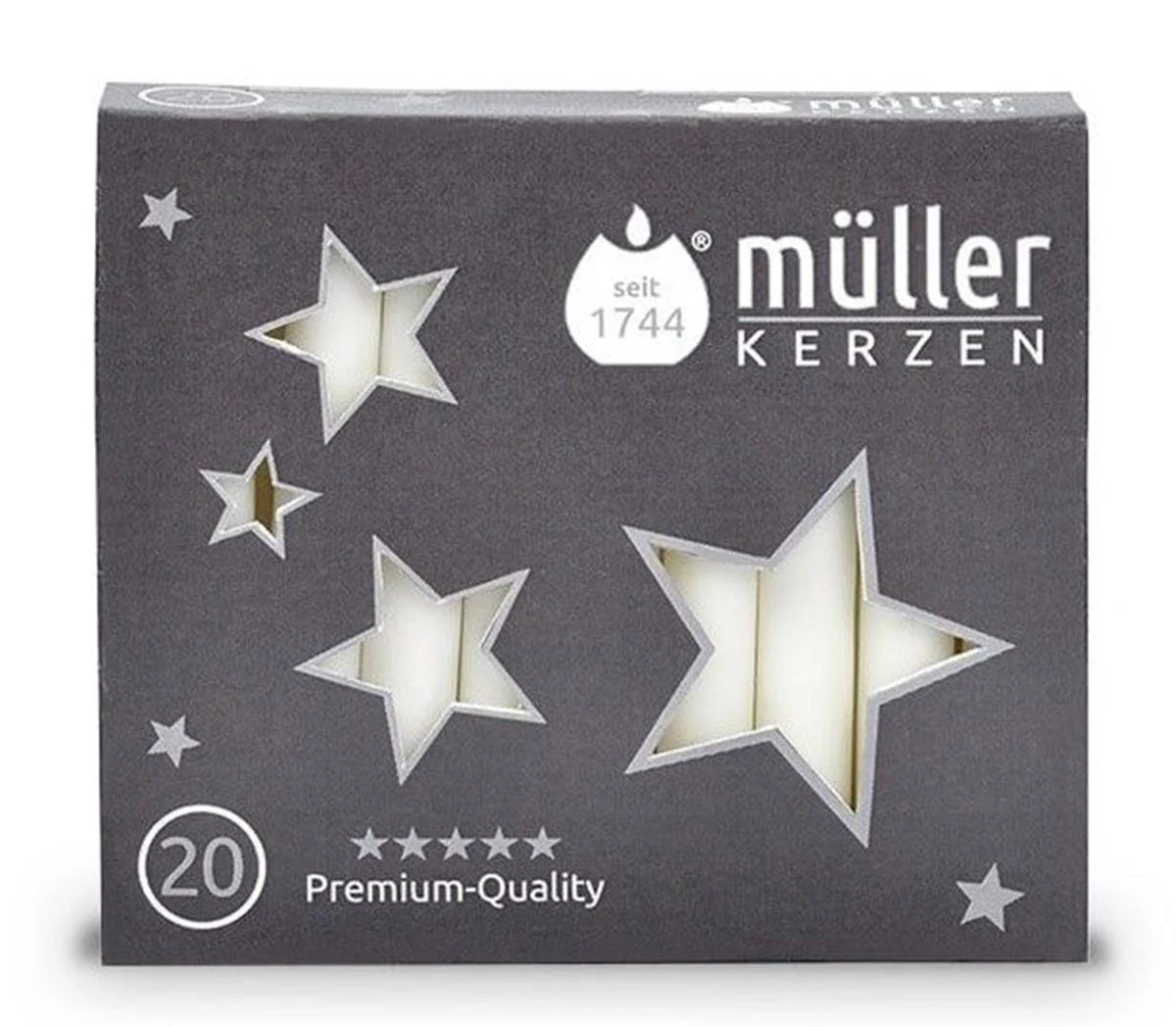 Kerstboomkaarsjes 12 cm lang x 1,2 cm dik – 20 stuks – wit