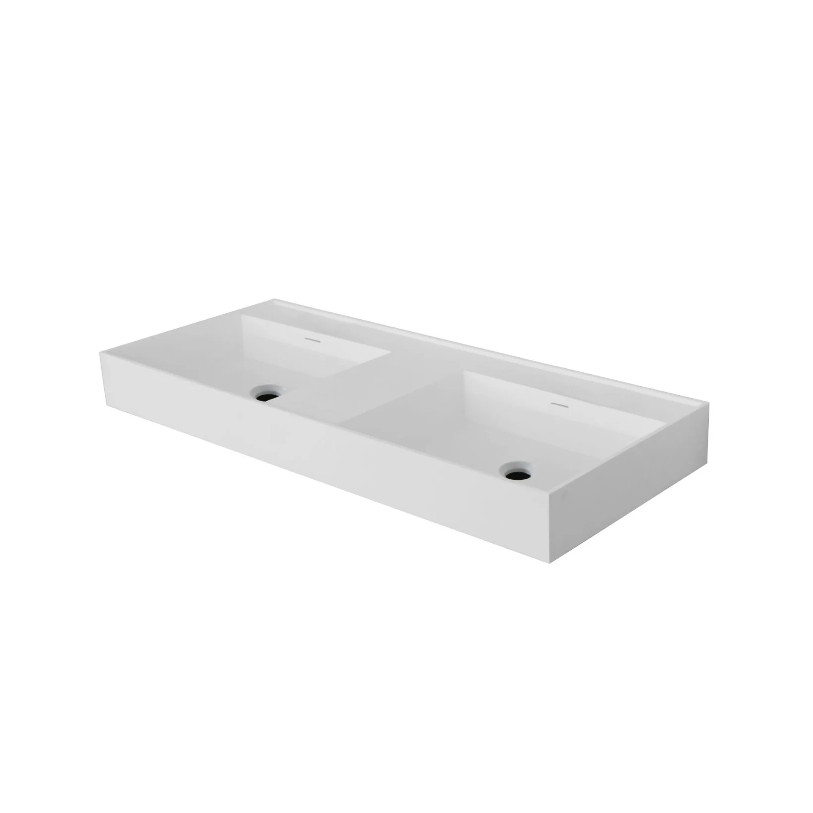 Wonda Square wastafel – 2 wasbakken – zonder kraangaten – kunstmarmer