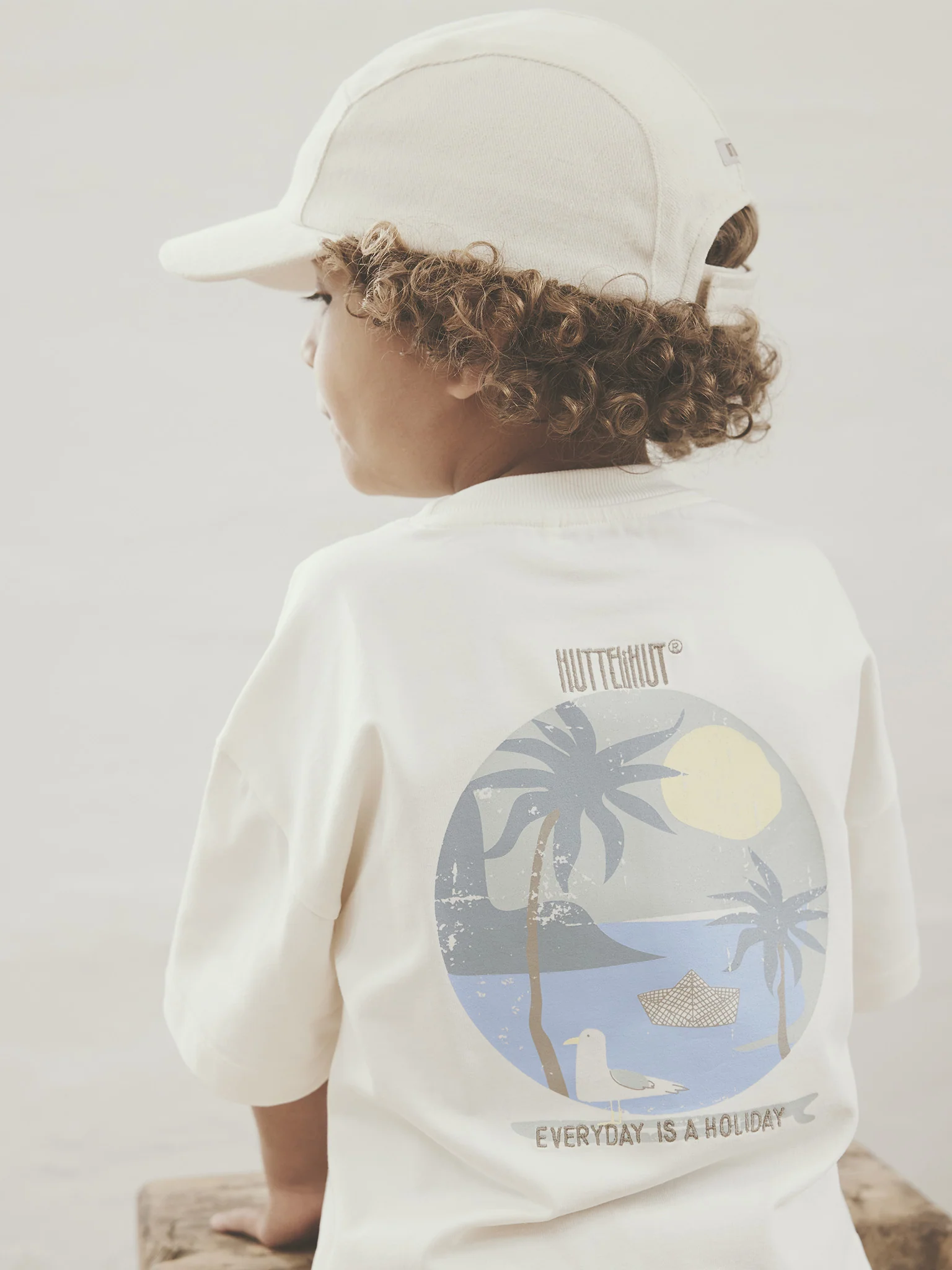 Grafisch T-shirt – Biologisch katoen – Wit/Antique White – Huttelihut