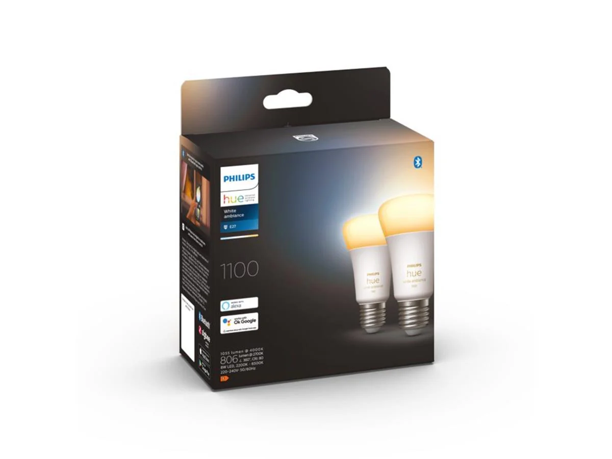 Philips Hue White Ambiance 8W A60 E27 – 2 stuks