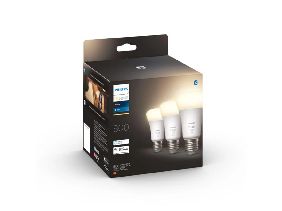 Philips Hue White 9W A60 E27 EU – Set van 3 warmwit