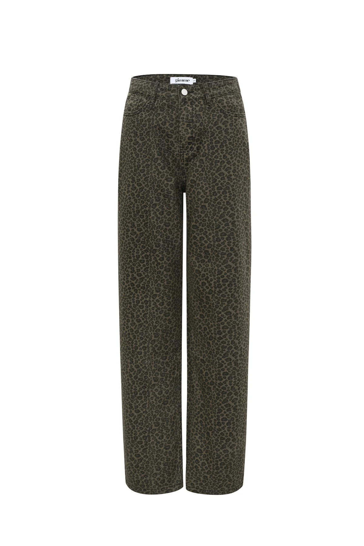 Geweven Katoen Vrouwen Rechte Broek Luipaardprint Herfst/Winter