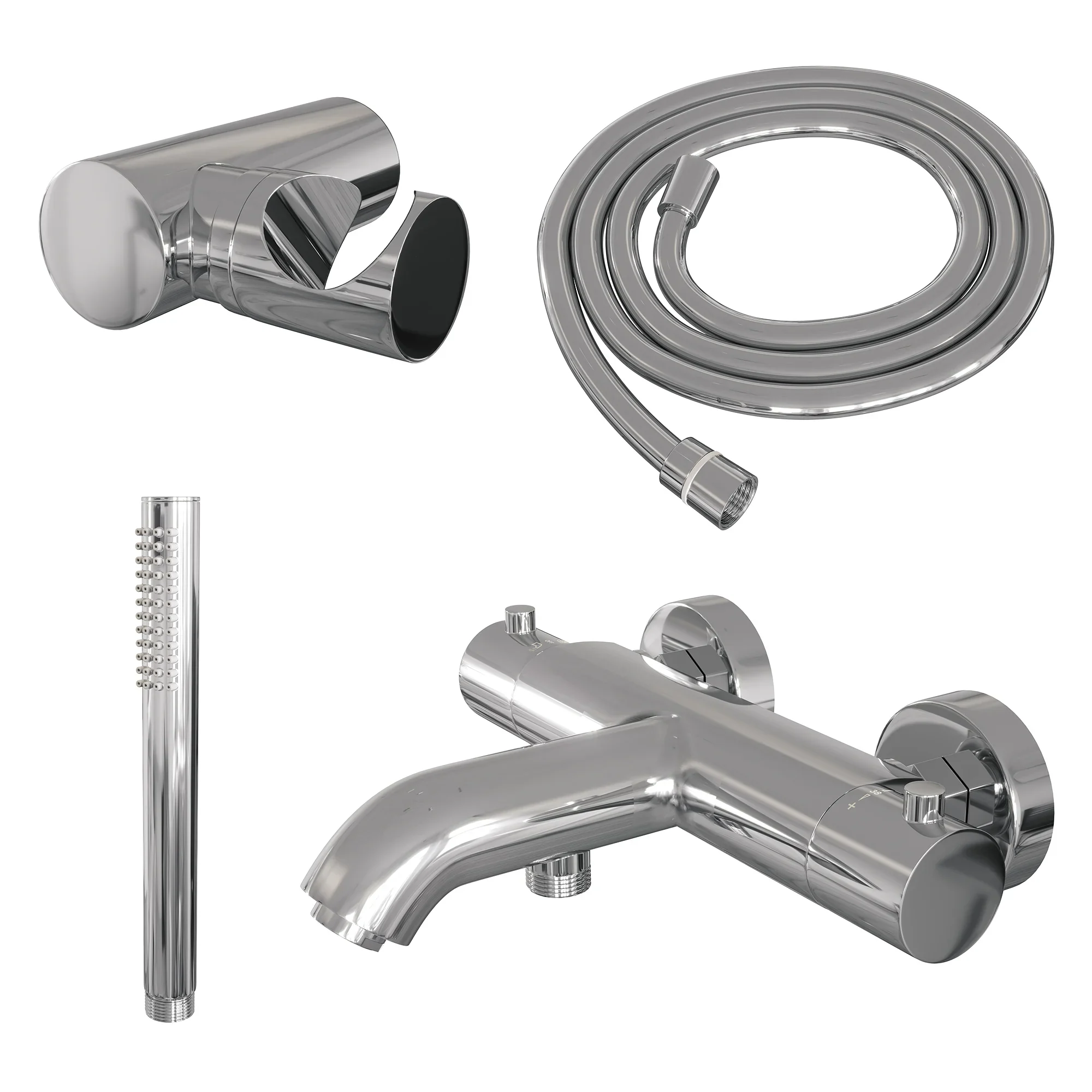 Brauer Chrome Edition badthermostaat met badset – staafhanddouche – chroom