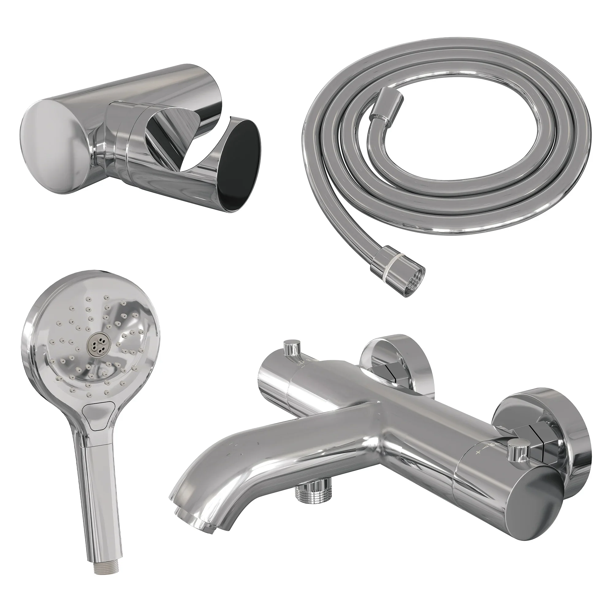Brauer Chrome Edition badthermostaat met badset – 3 standen handdouche – chroom