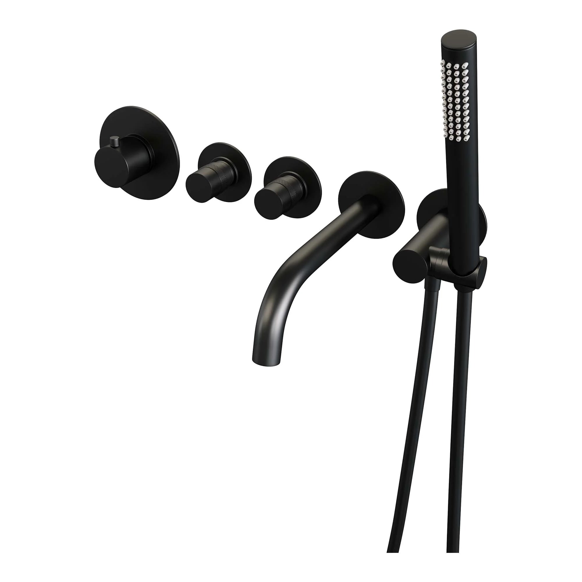 Brauer Black Edition inbouw badthermostaat met uitloop – staafhanddouche – mat zwart