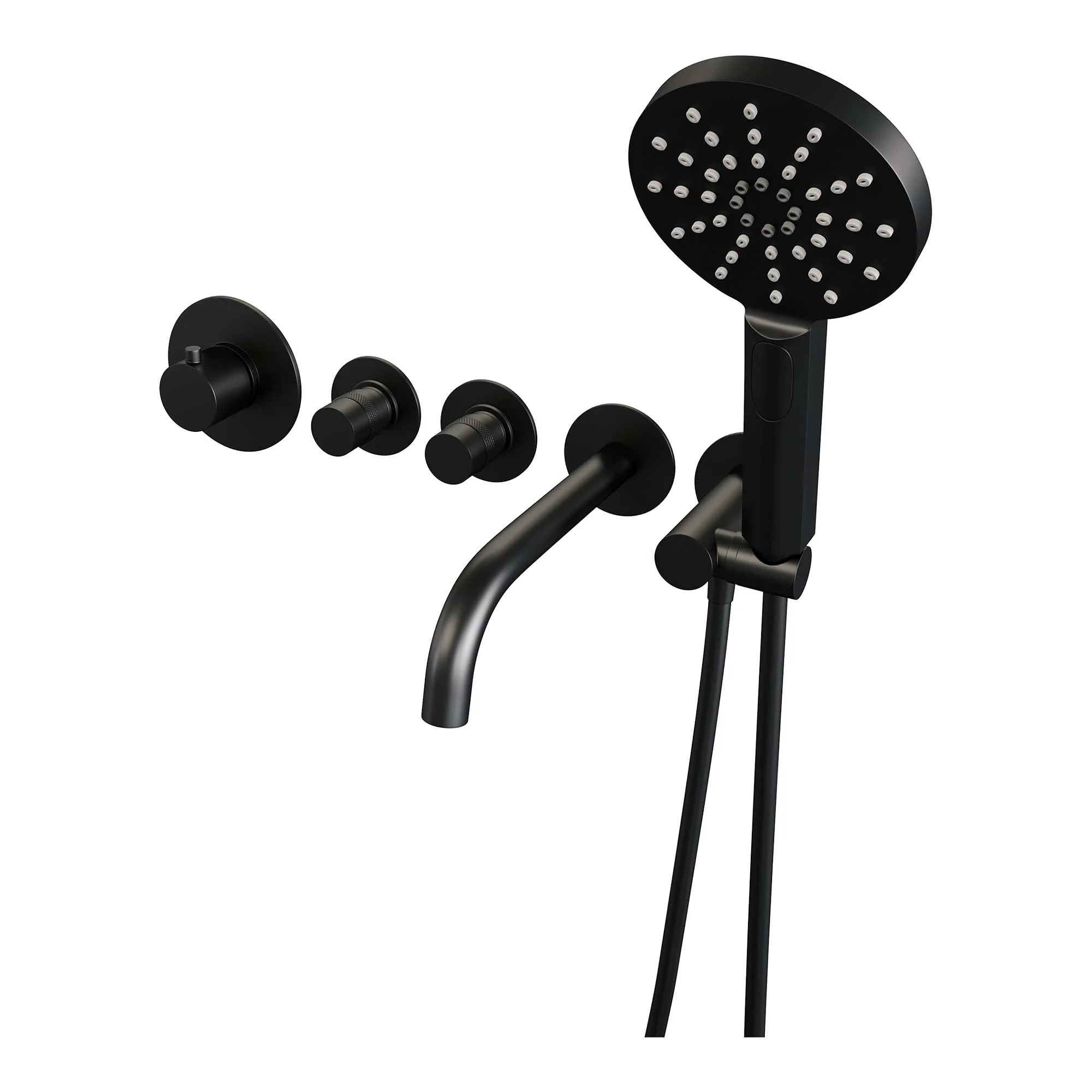 Brauer Black Edition inbouw badthermostaat met uitloop – 3-standen handdouche – mat zwart