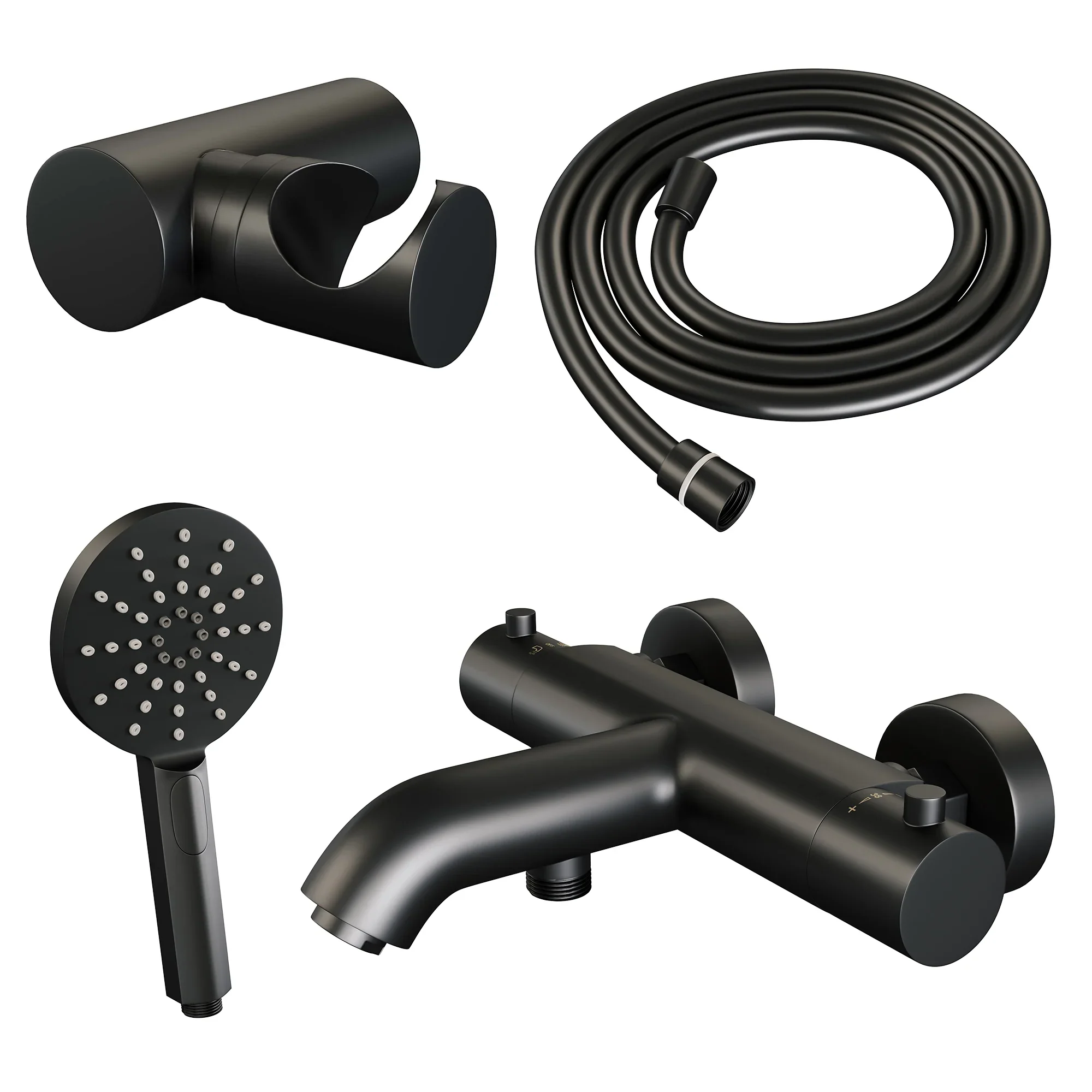 Brauer Black Edition badthermostaat met badset – 3 standen handdouche – mat zwart