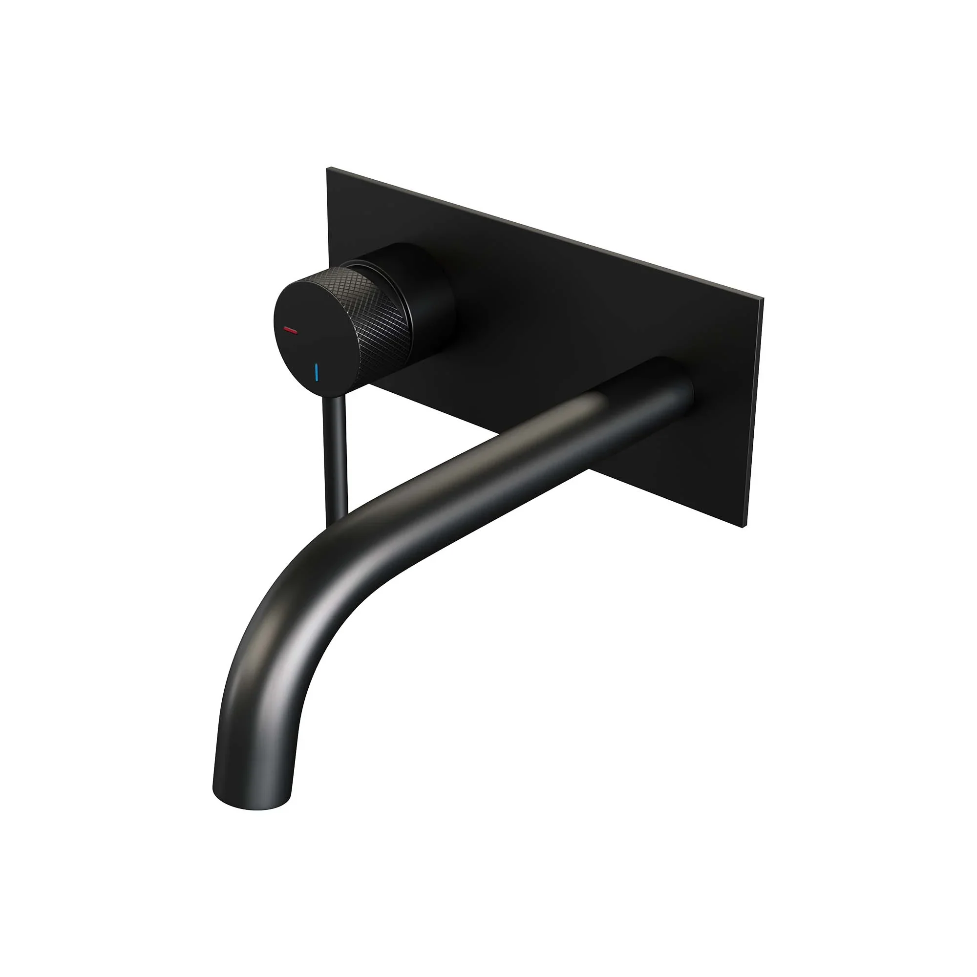 BRAUER Black Carving inbouw wastafelmengkraan met gebogen uitloop en afdekplaat model A2 mat zwart