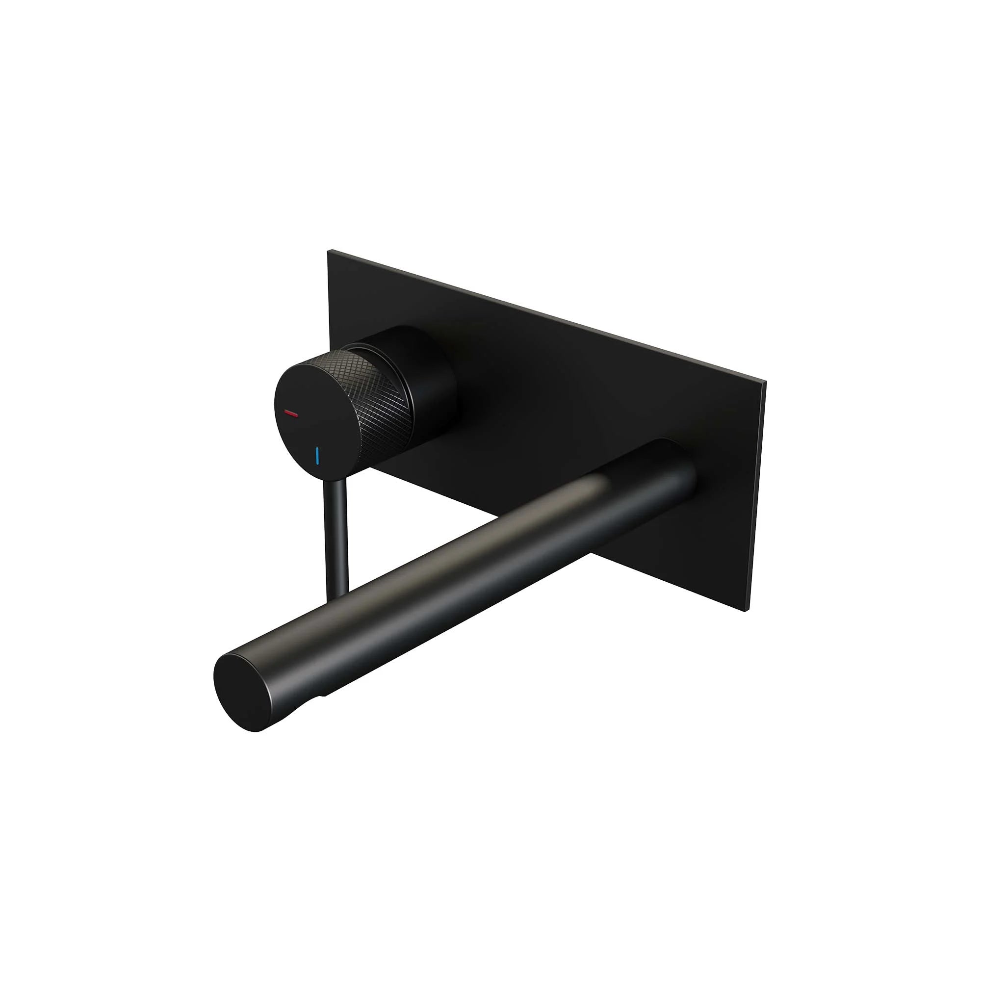 BRAUER Black Carving inbouw wastafelmengkraan met rechte uitloop en afdekplaat model A2 mat zwart