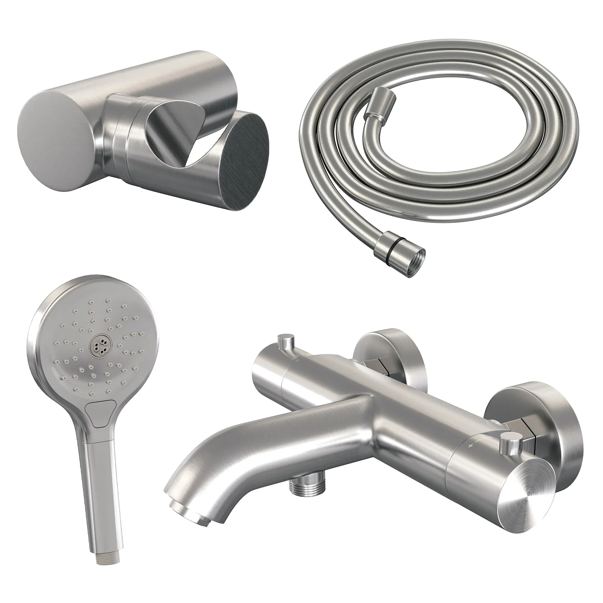 Brauer Brushed Edition badthermostaat met badset – 3 standen handdouche – geborsteld RVS PVD