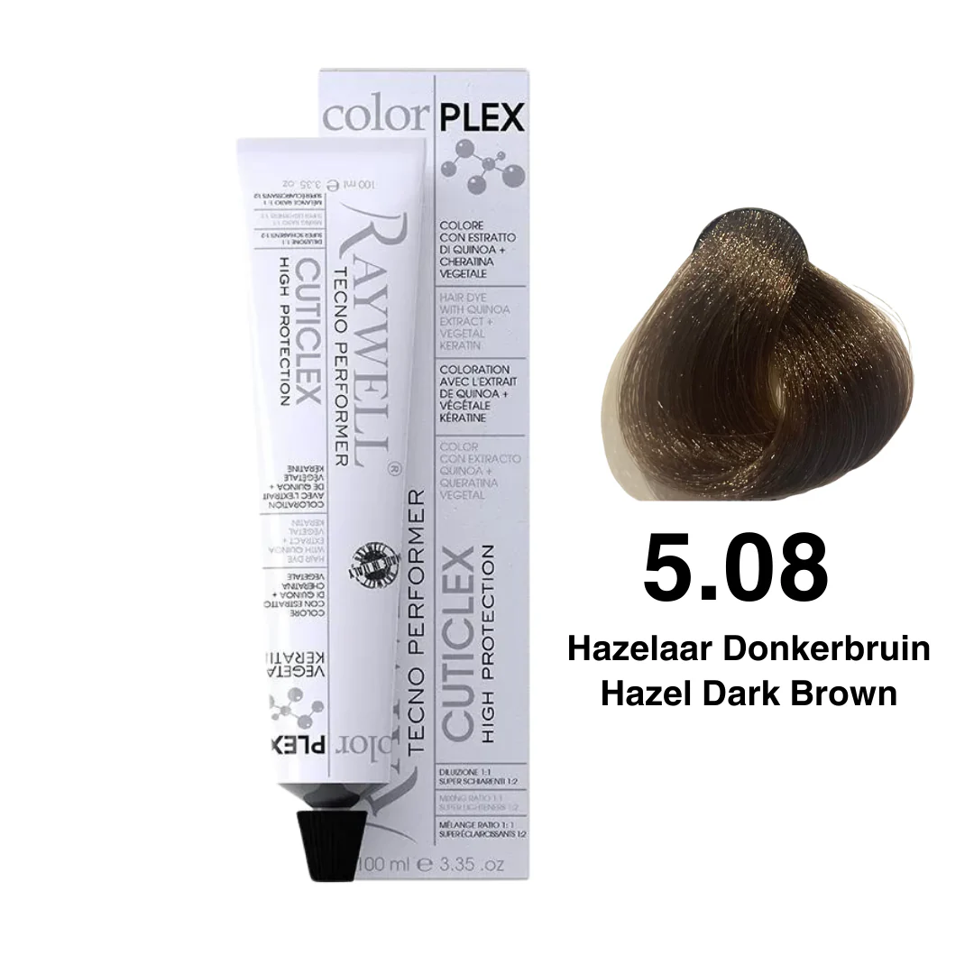 Raywell ColorPlex – Permanente HaarVerf – 5.08 – Hazelaar Donkerbruin -100 ml
