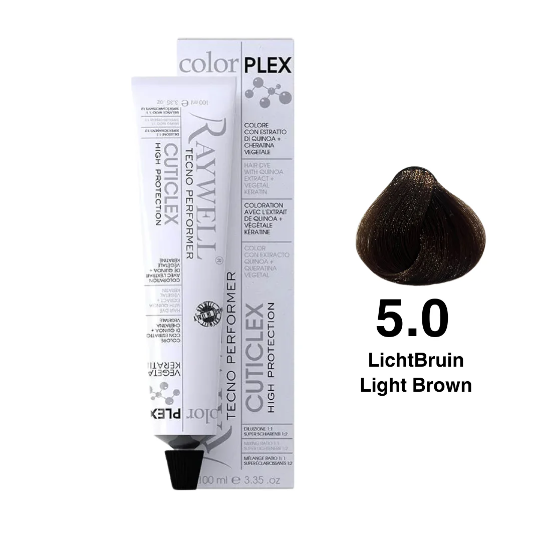 Raywell ColorPlex – Permanente HaarVerf – 5.0 – LichtBruin – 100 ml