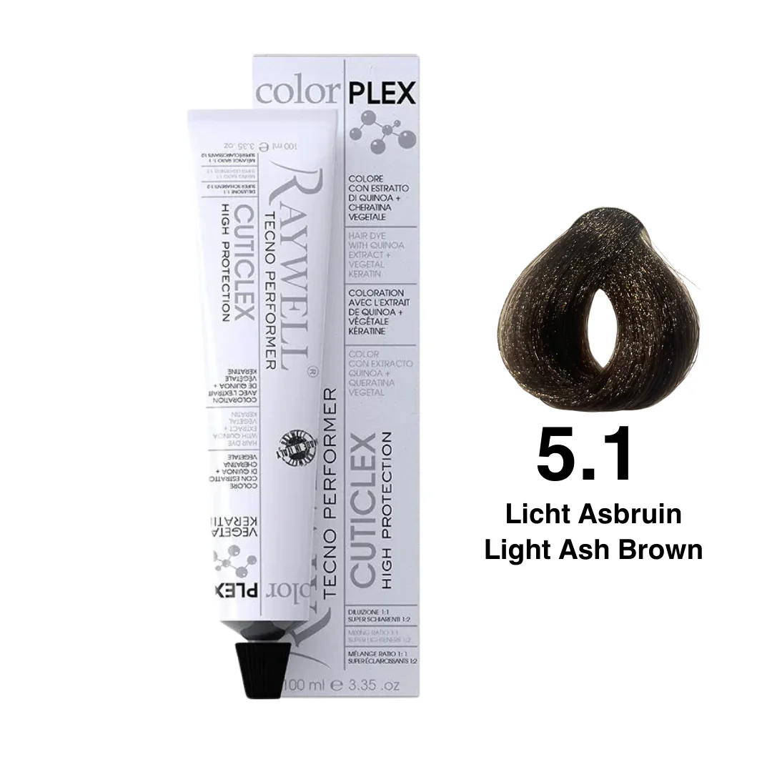 Raywell ColorPlex – Permanente HaarVerf – 5.1 – Licht Asbruin -100 ml