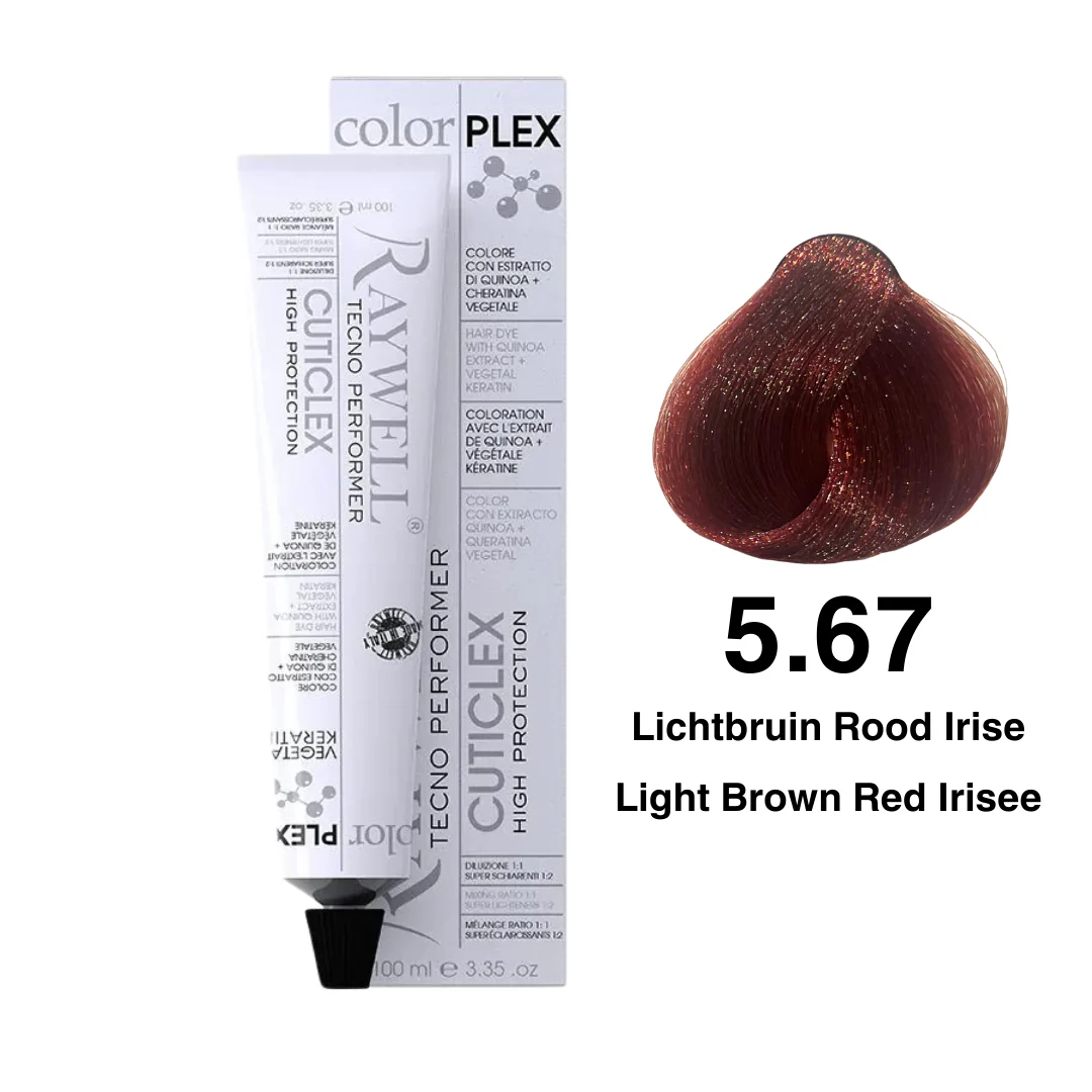 Raywell ColorPlex – Permanente HaarVerf – 5.67 – Lichtbruin Rood Irise -100 ml