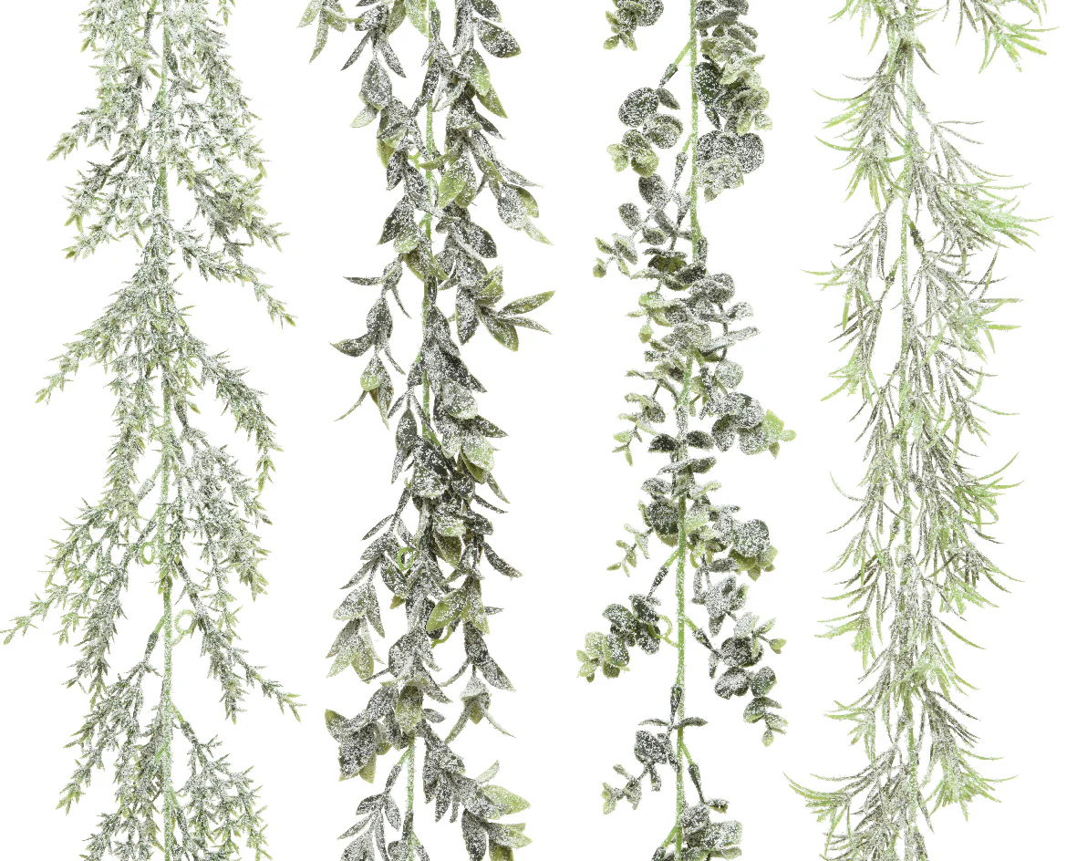 Kerstslinger kunststof met sneeuw 180 cm – 4 assorti