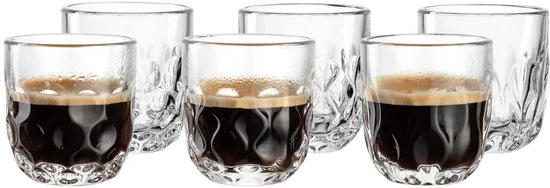 Leonardo Gocce Espresso Set – 3 glazen 60 ml met onderzetter