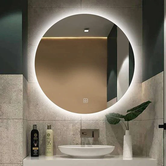 Badkamerspiegel met LED verlichting en verwarming – 3 LED-standen – Condensvrij – Dimbaar – 100 x 100 CM – Ronde spiegel