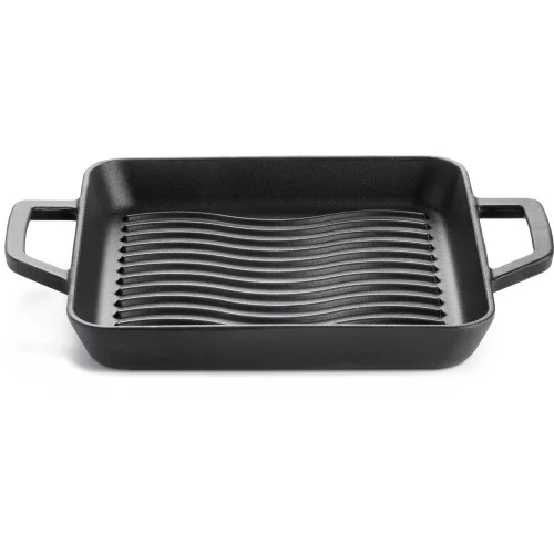 WAVE Gietijzeren Grillpan Rechthoekig – Zwart