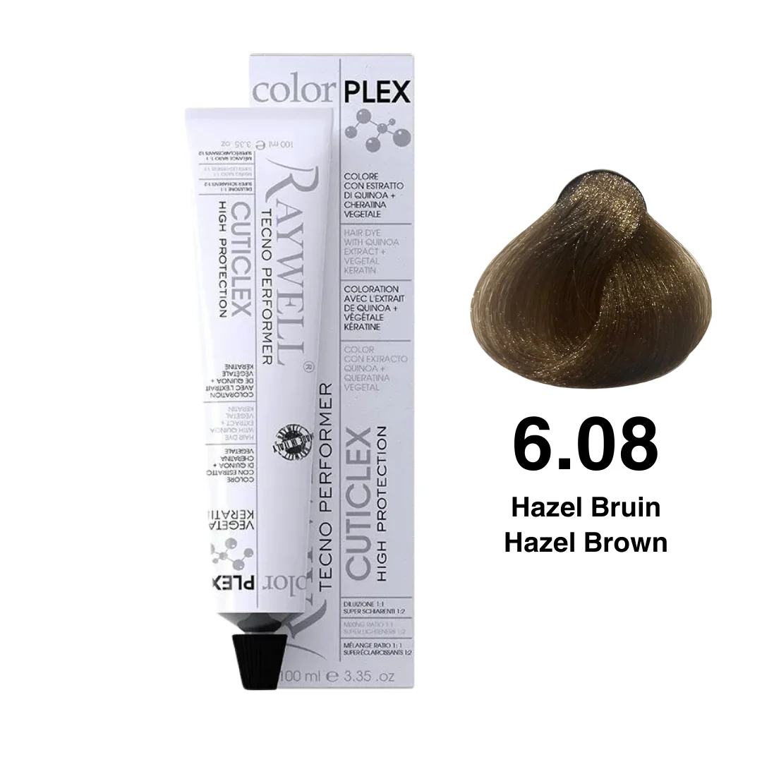 Raywell ColorPlex – Permanente HaarVerf – 6.08 – Hazel Bruin -100 ml