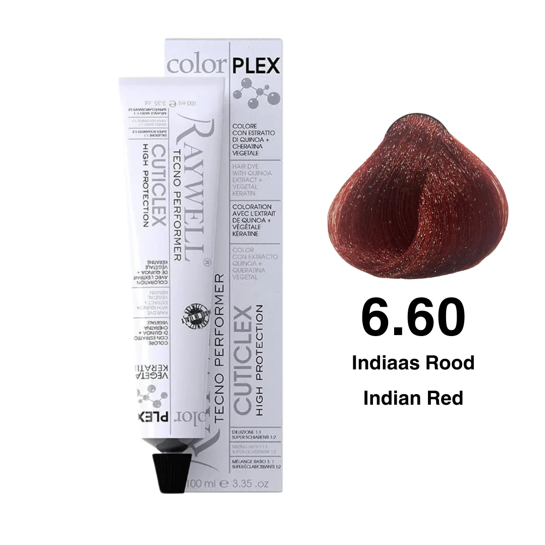 Raywell ColorPlex – Permanente HaarVerf – 6.60 – Indiaas Rood -100 ml