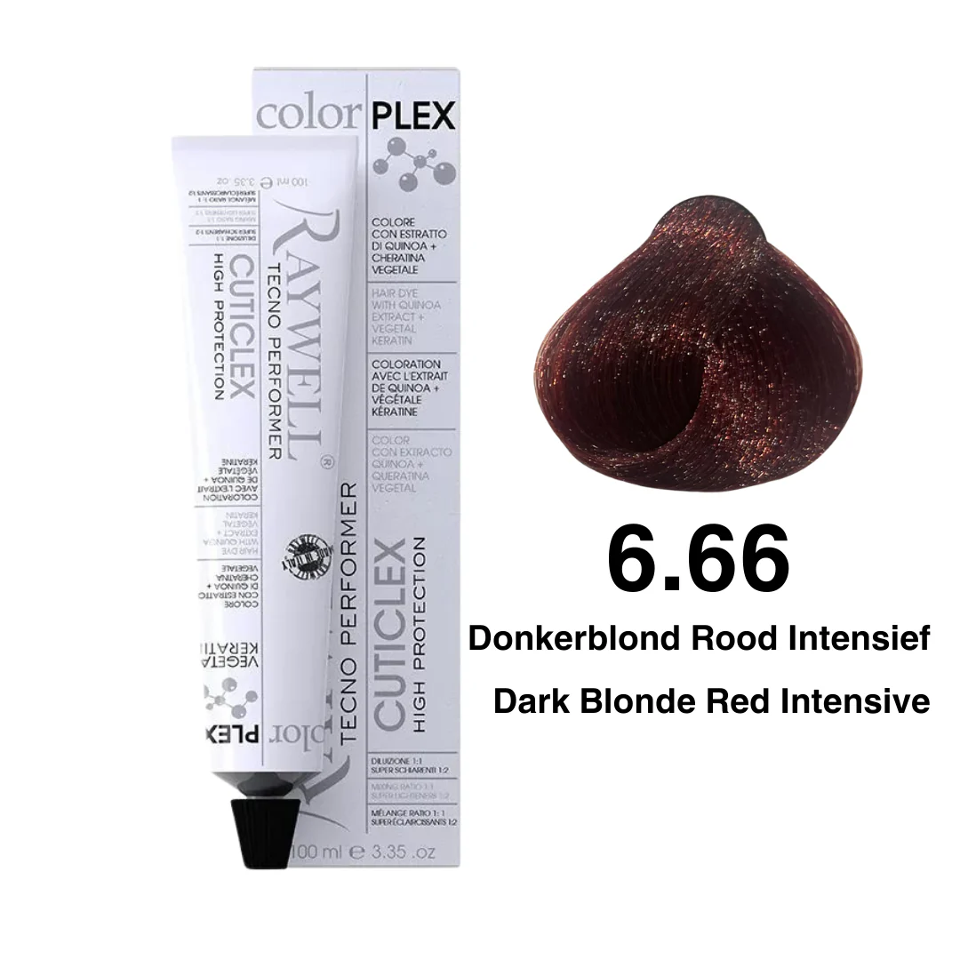 Raywell ColorPlex – Permanente HaarVerf – 6.66 – Donkerblond Rood Intensief -100 ml