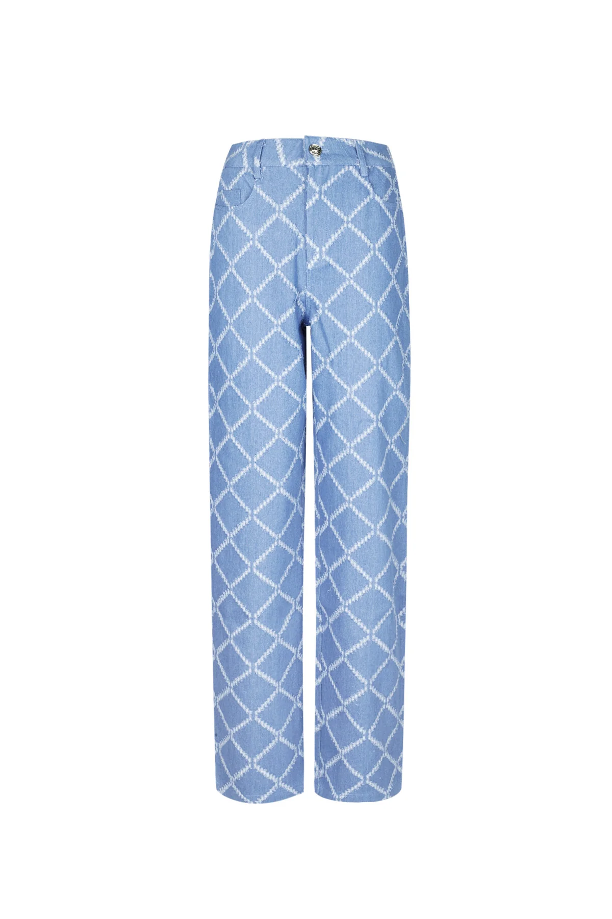Cotton Woven Vrouwen Rechte Broek Plaid Casual