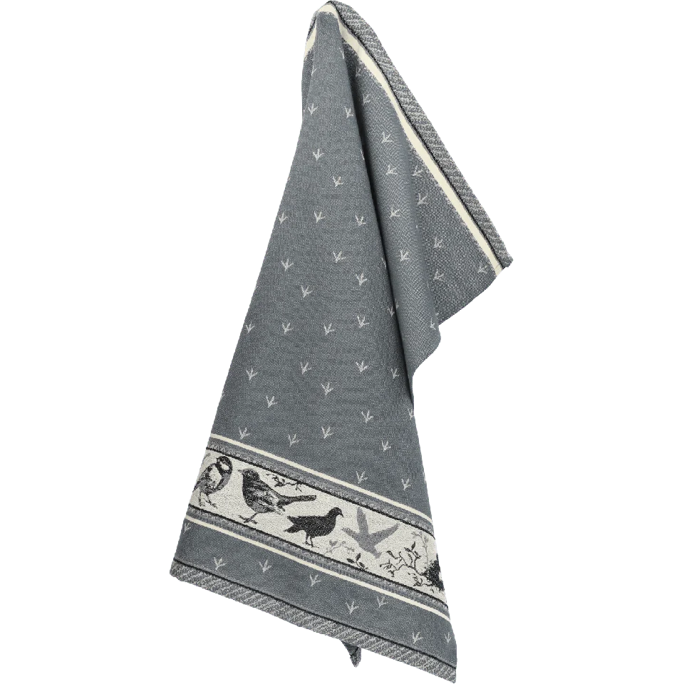Bunzlau Castle Theedoek Birds – Anthracite, 100% Biokatoen