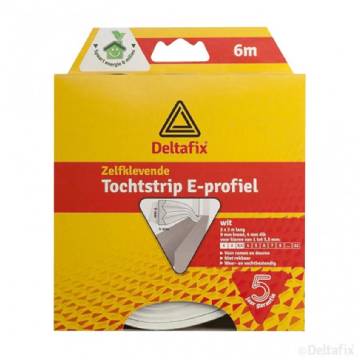Deltafix Tochtstrip E-profiel – Zwart, 1-3,5 mm
