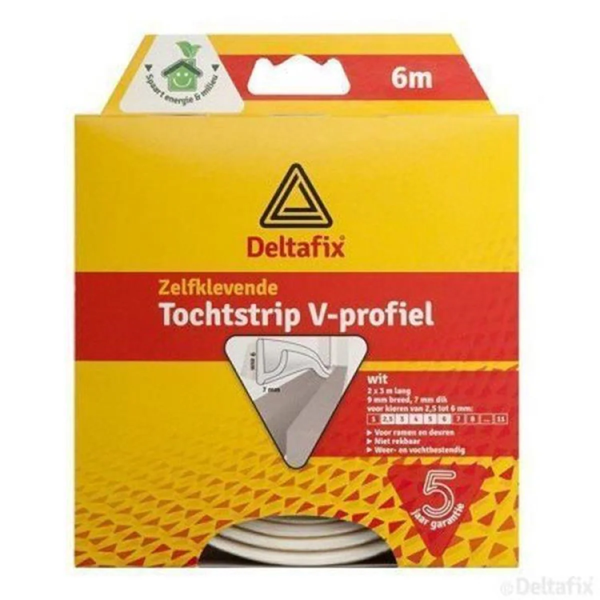 Deltafix Tochtstrip V-profiel EPDM zwart 2-5 mm