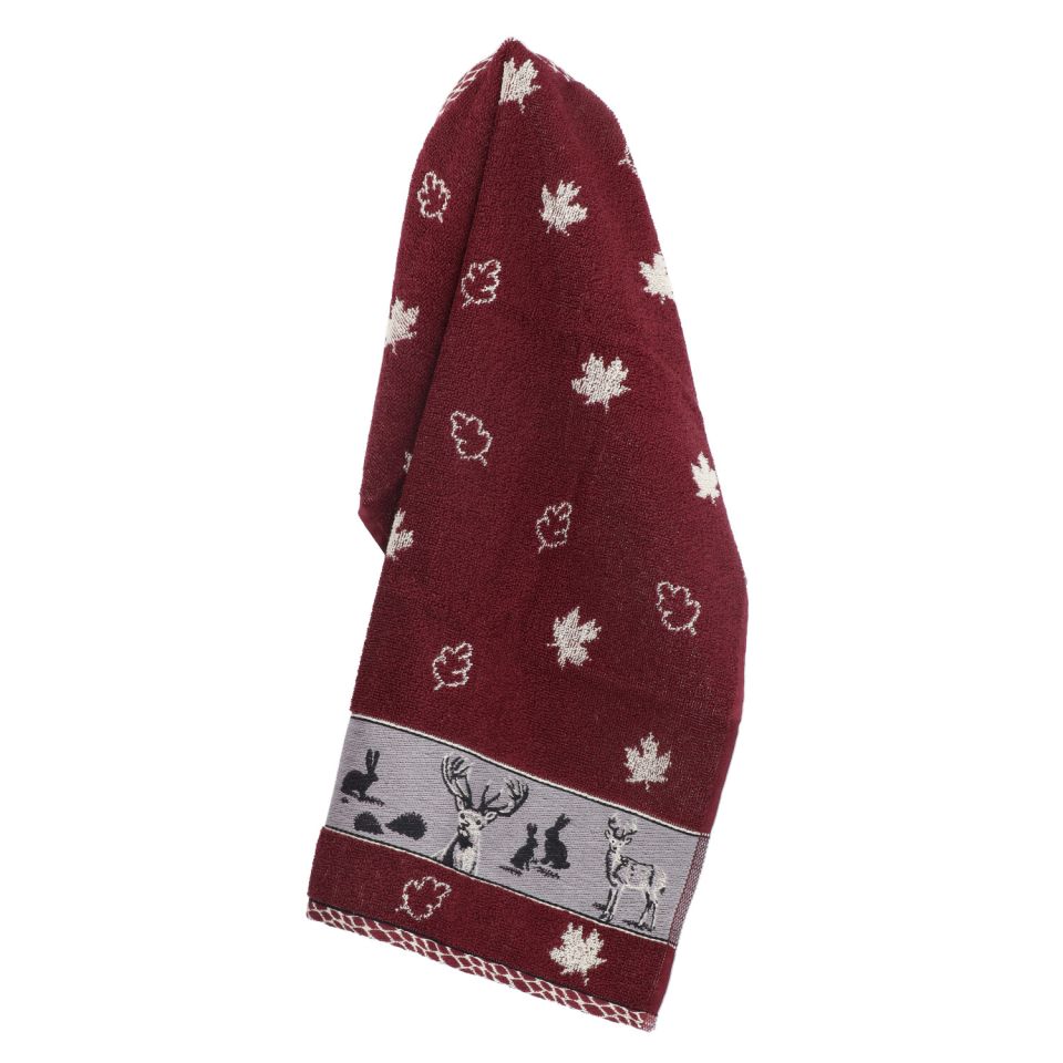 Bunzlau Castle Keukendoek Forest Animals – Burgundy