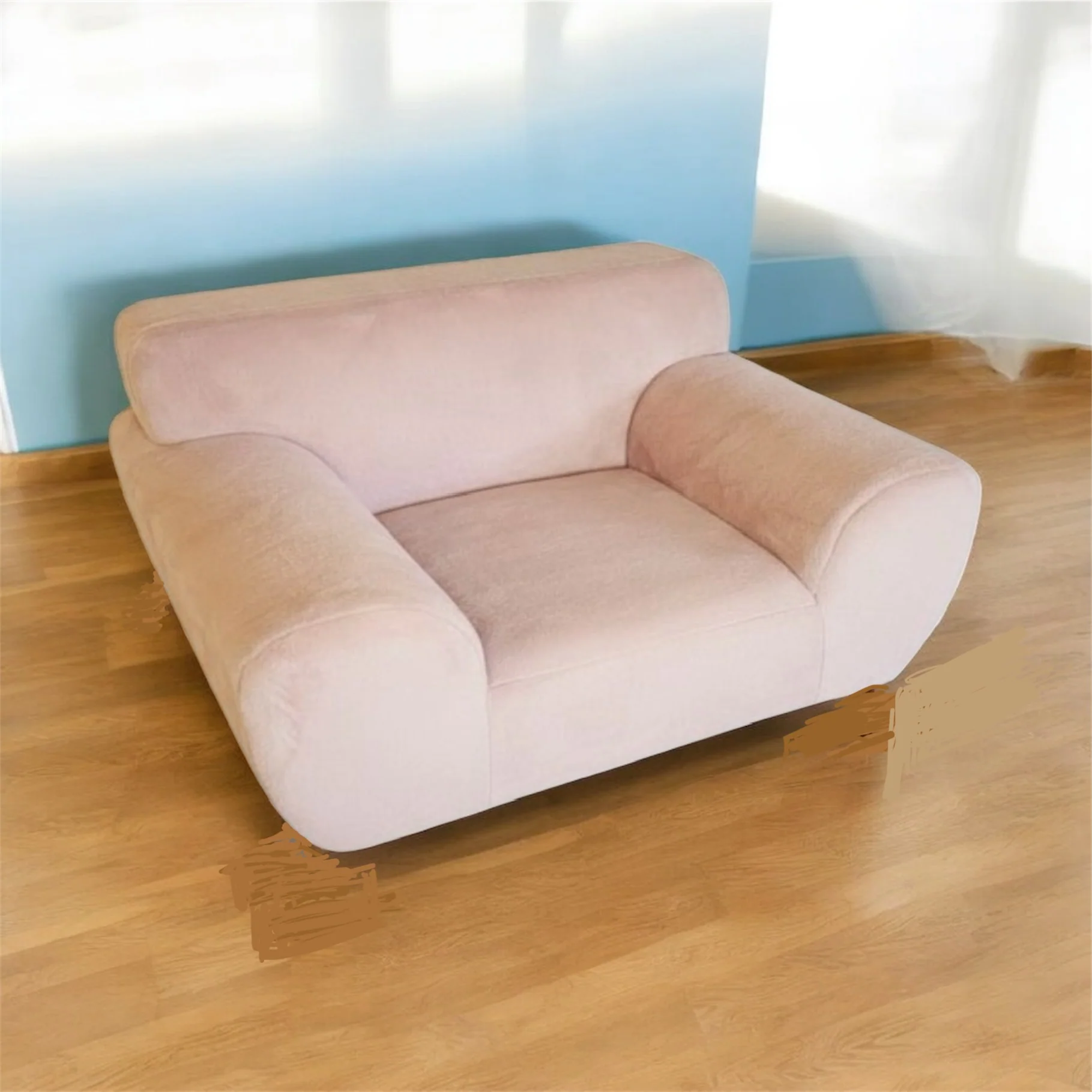 XXL LAIZY CHAIR FLUFFY STOF PINK L126CM X B102CM X H79CM