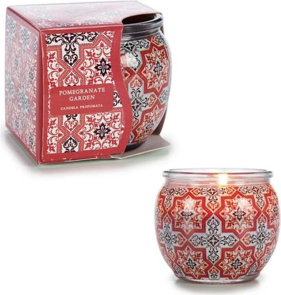 Geurkaars Granaatappel – 20 branduren – Rood – 7,6 x 6,5 x 7,6