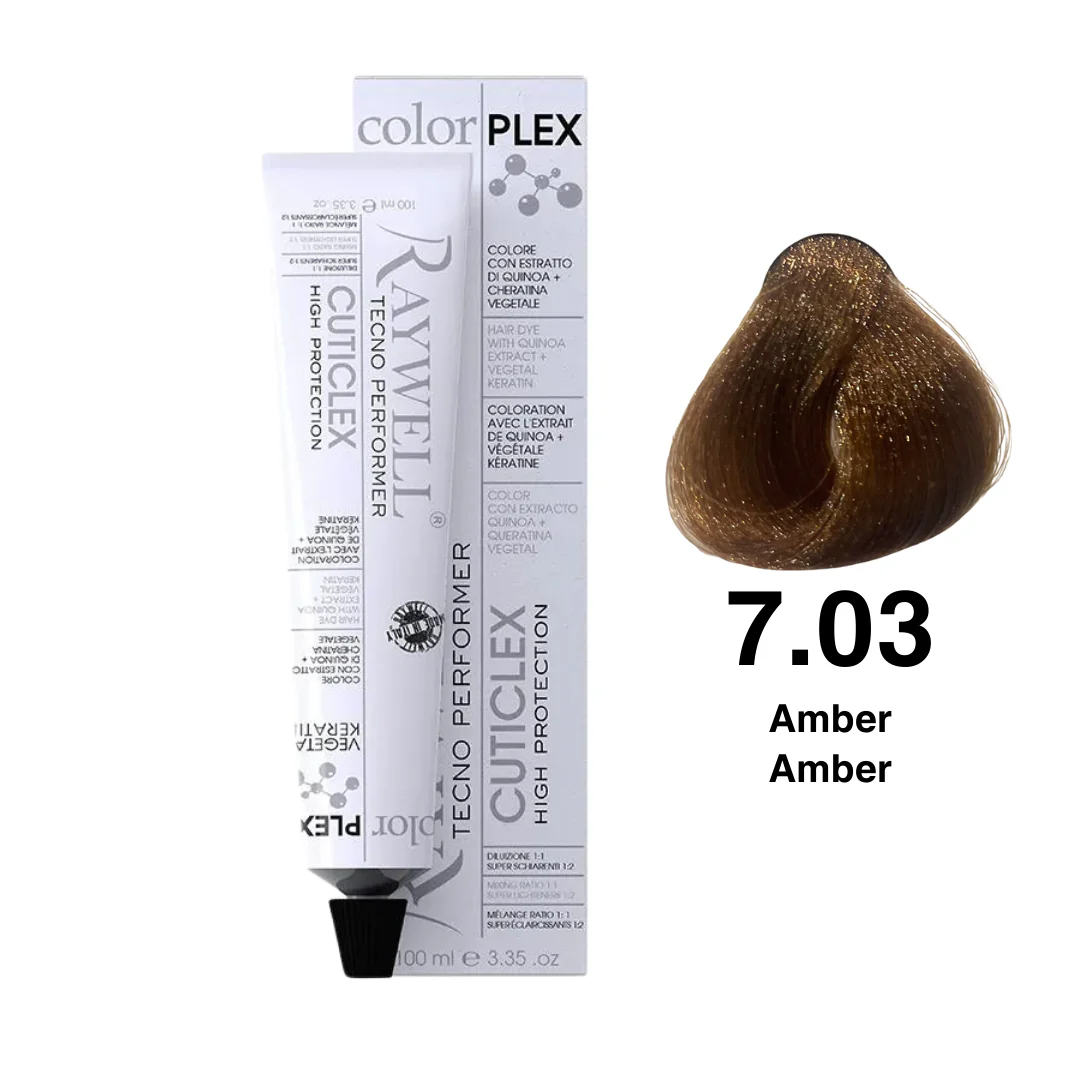 Raywell ColorPlex – Permanente HaarVerf – 7.03 – Amber -100 ml