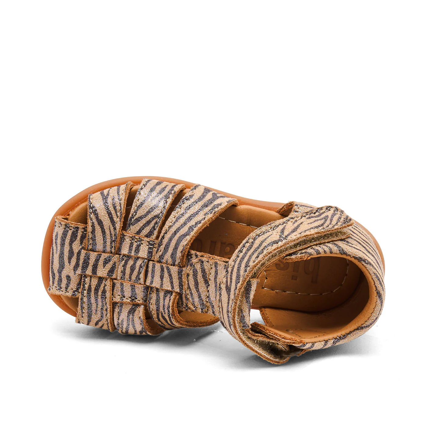 Leren sandaal – Gesloten teen – Glitter zebraprint – Bisgaard