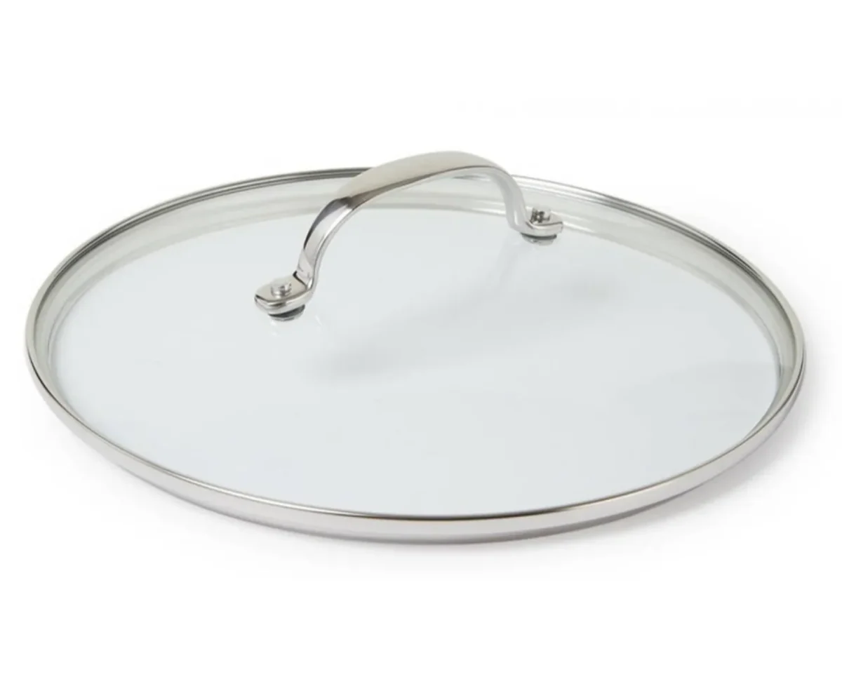 Habonne glazen deksel 30 cm met RVS rand en knop
