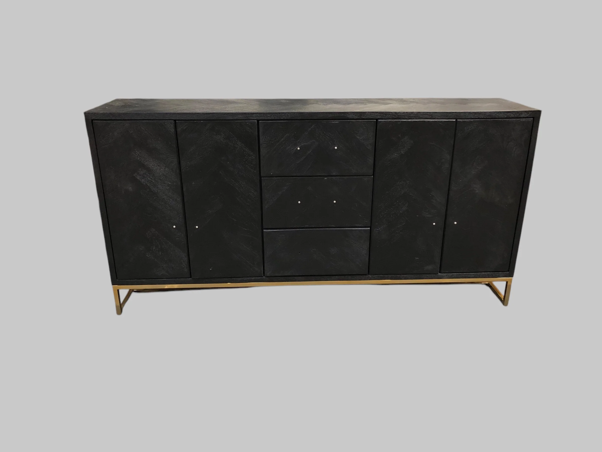 Dressoir visgraat mangohout zwart