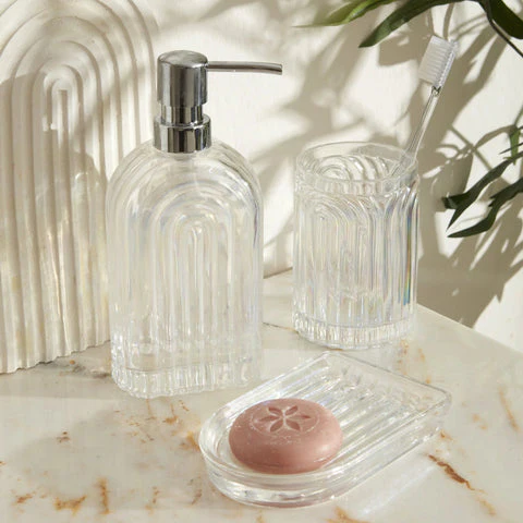 Karaca Home Lenna 3-delige badkameraccessoireset, naturel