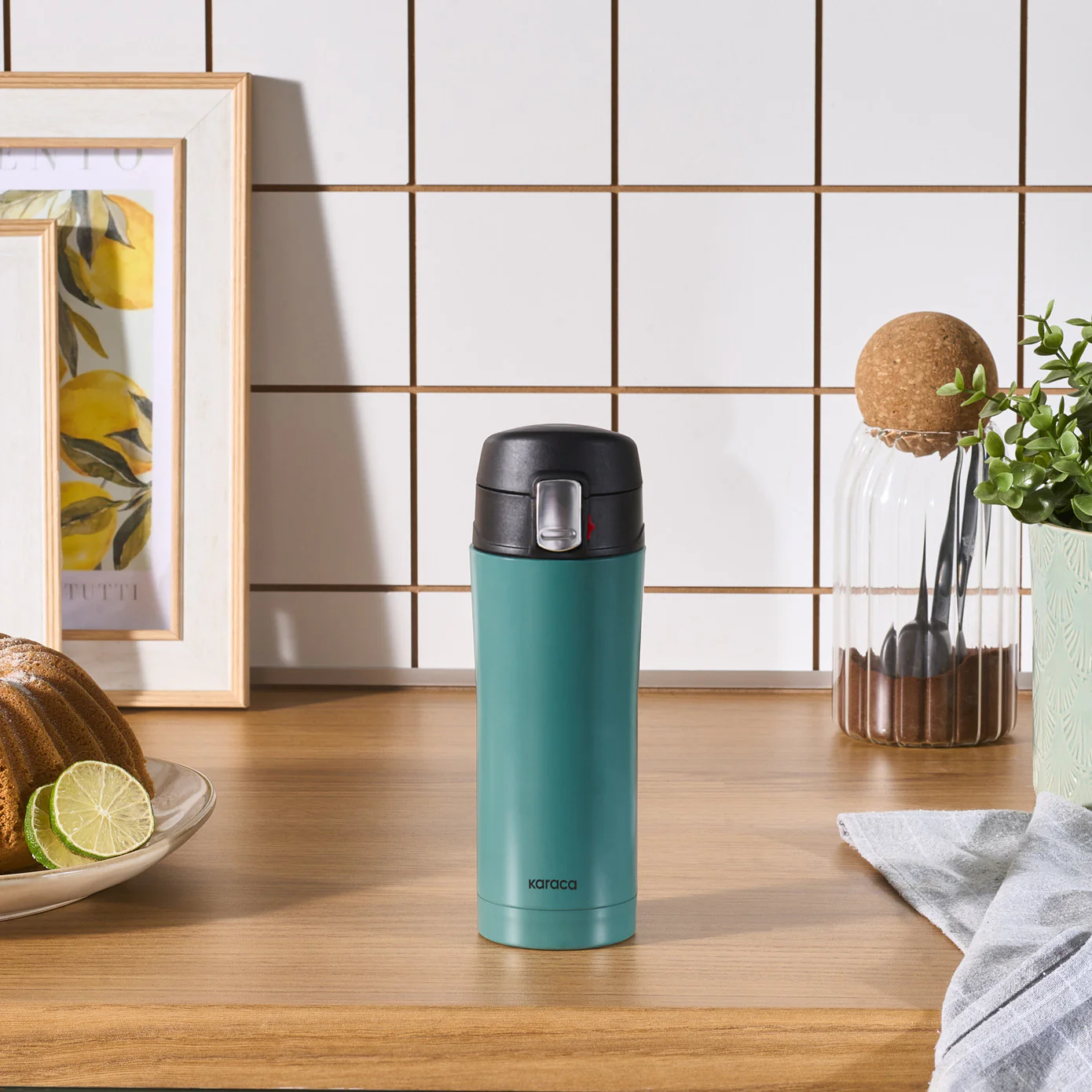 Karaca Pluton Roestvrijstalen Lekkagevrije Thermos 350 ml Saliegroen