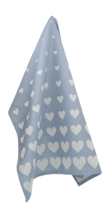 Bunzlau Castle Theedoek Hearts Grijs-Blauw 65×65 cm