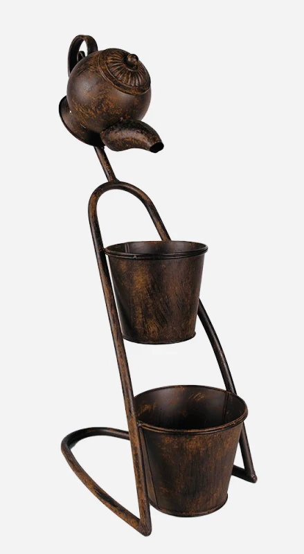 Metaal bloemenhouder theepot