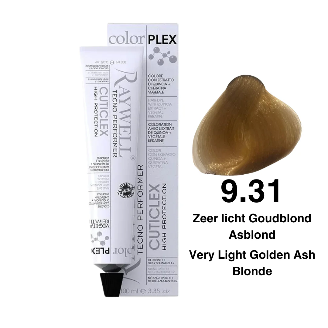 Raywell ColorPlex – Permanente HaarVerf – 9.31 – Zeer licht Goudblond Asblond -100 ml