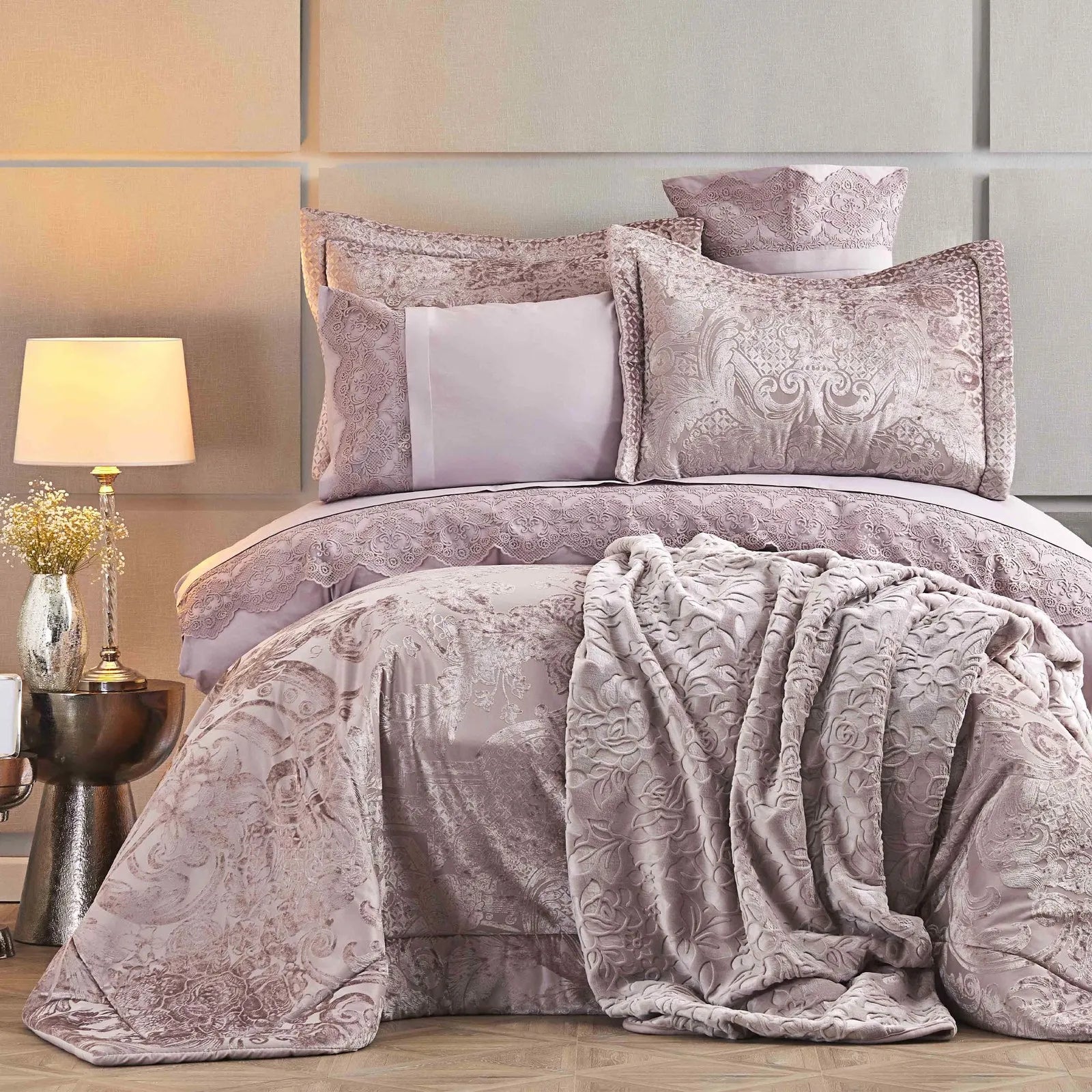 Karaca Home Valeria Best 8-delige bruidsschatset, oudroze