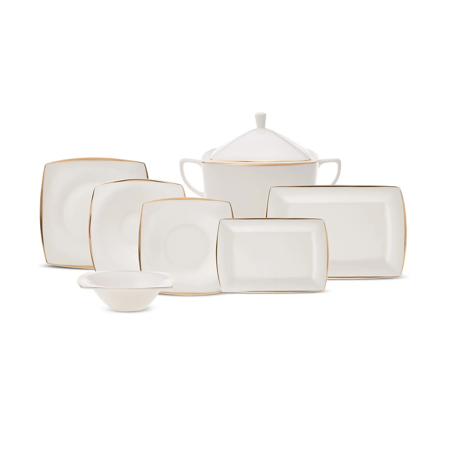 Karaca Fine Pearl Achat Gold – 62-delige serviesset van parels voor 12 personen