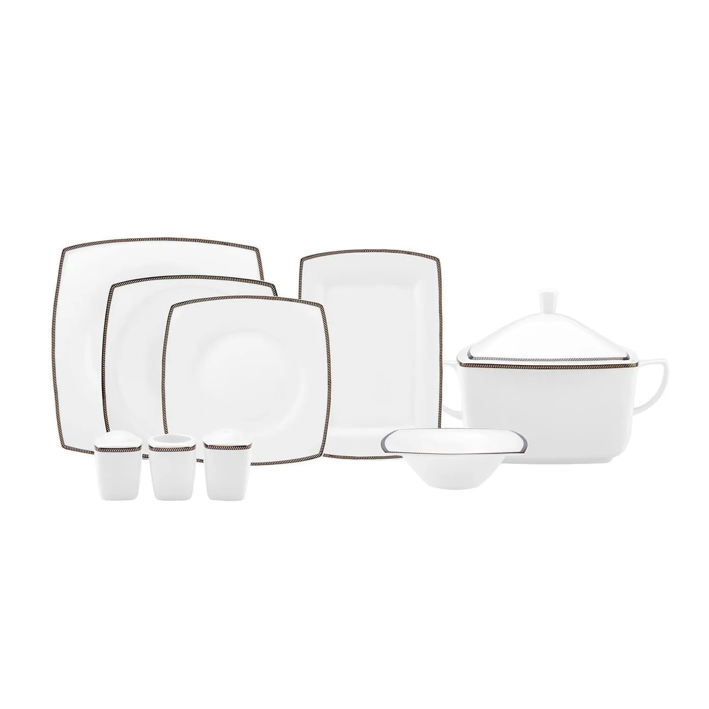 Karaca Fine Pearl Norma – 62-delig vierkant tafelservies voor 12 personen