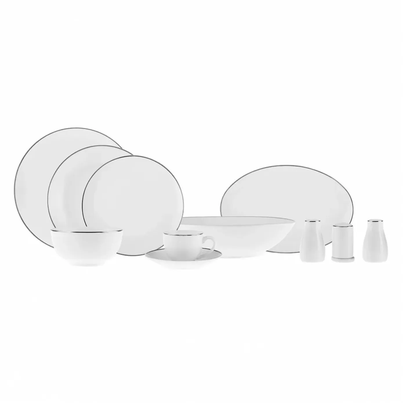 Karaca Epsilon New Generation Bone 12 Persoons Servies, Platinum, 76 deilig