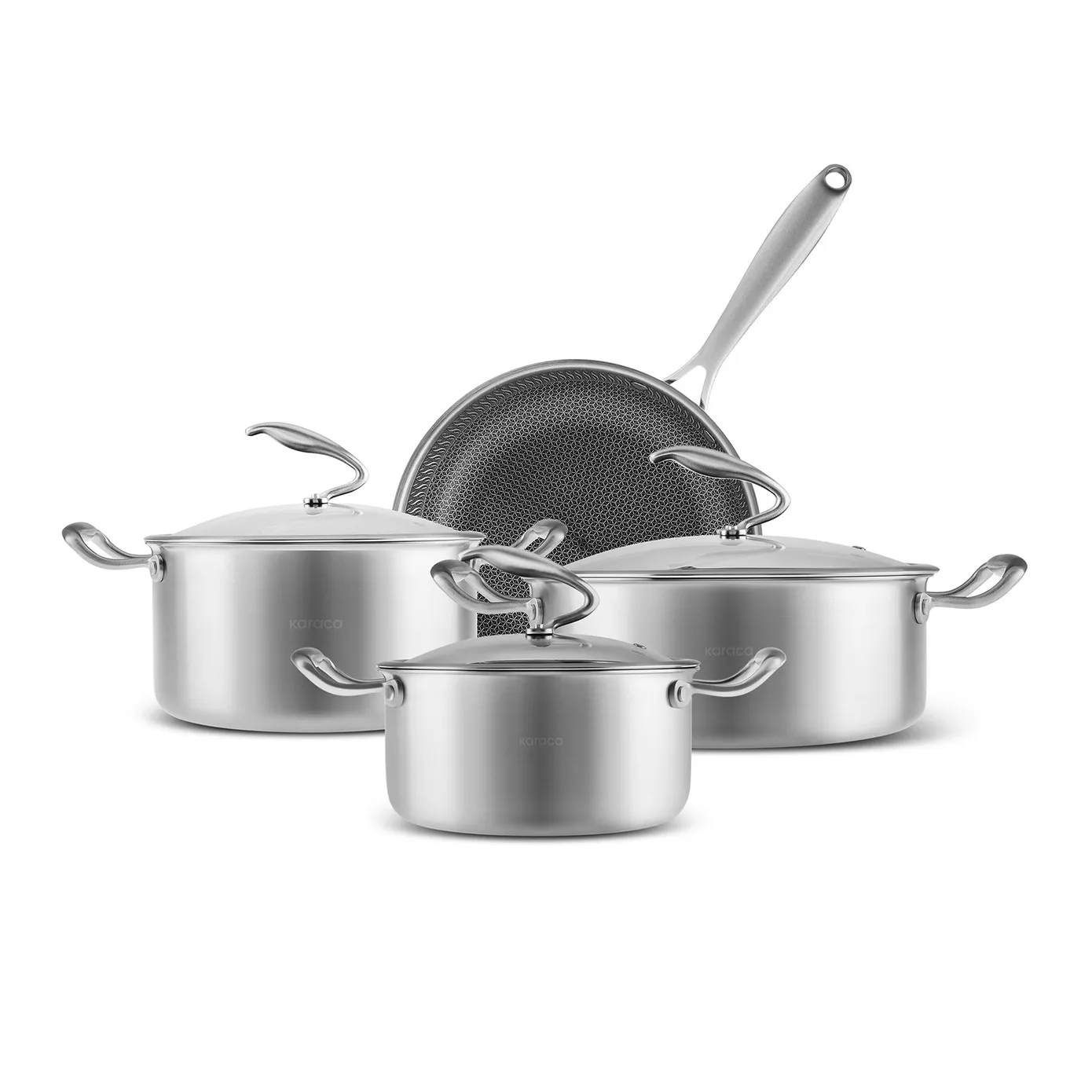Karaca 5Ply PowerSteel 316+ Kochtopf Set, 7 Teilig