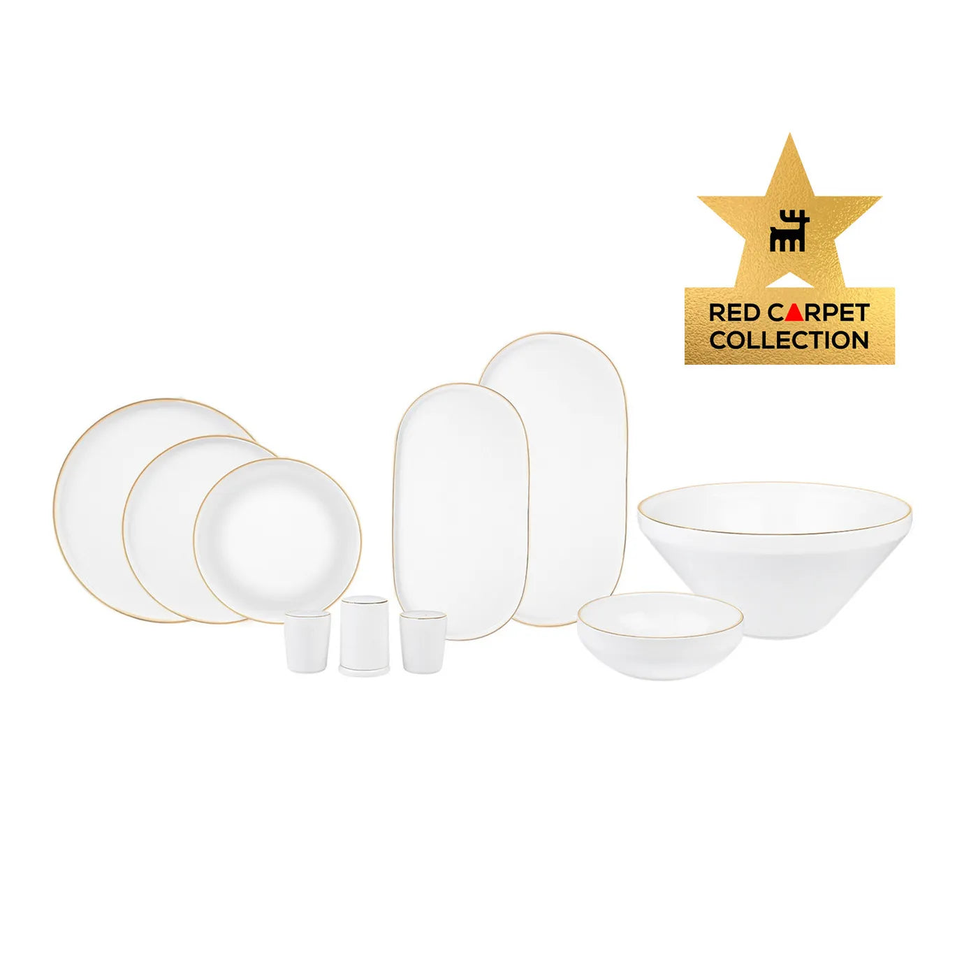 Karaca Red Carpet Collection Streamline New Saturn Gold – 59-delig porseleinen servies voor 12 personen