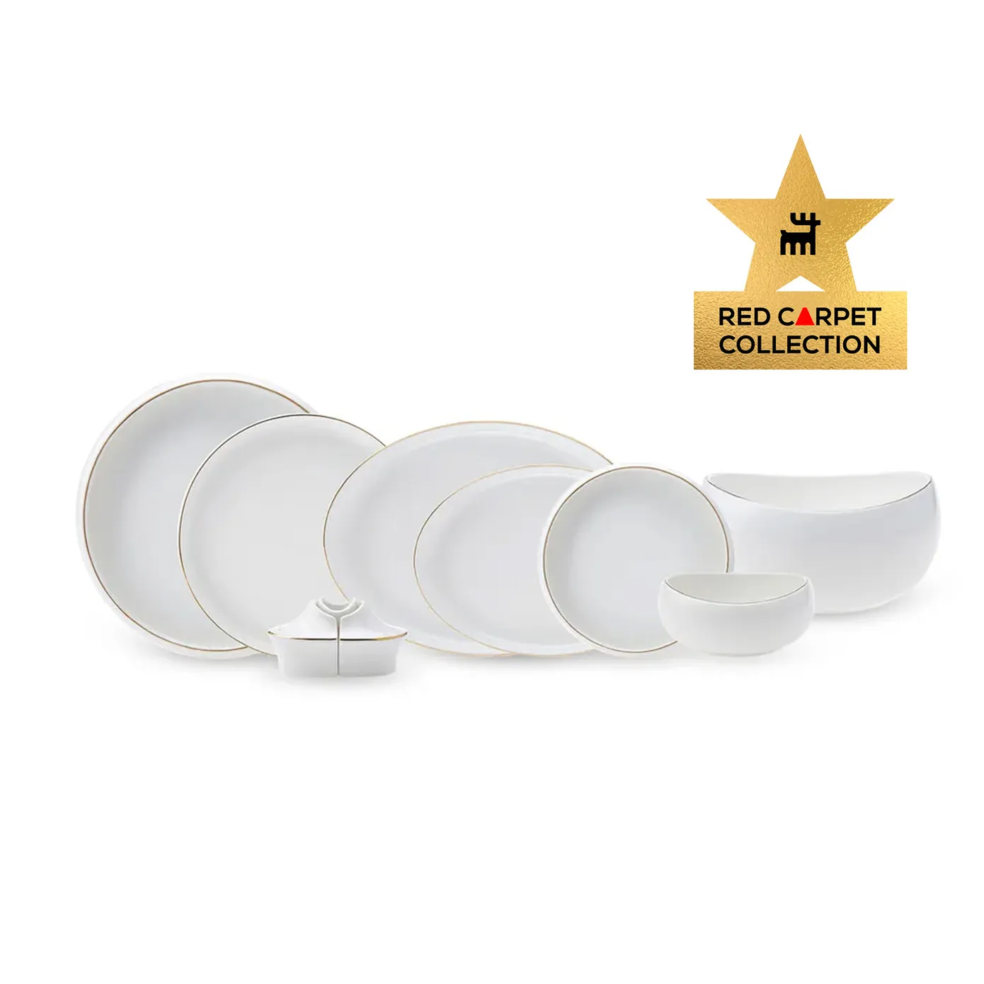Karaca Red Carpet Collection Streamline New Hole Gold Servies, 59 Delig, New Generation Bone